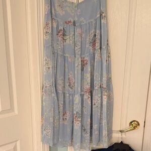 Ralph Lauren Light Blue Floral Maxi Skirt